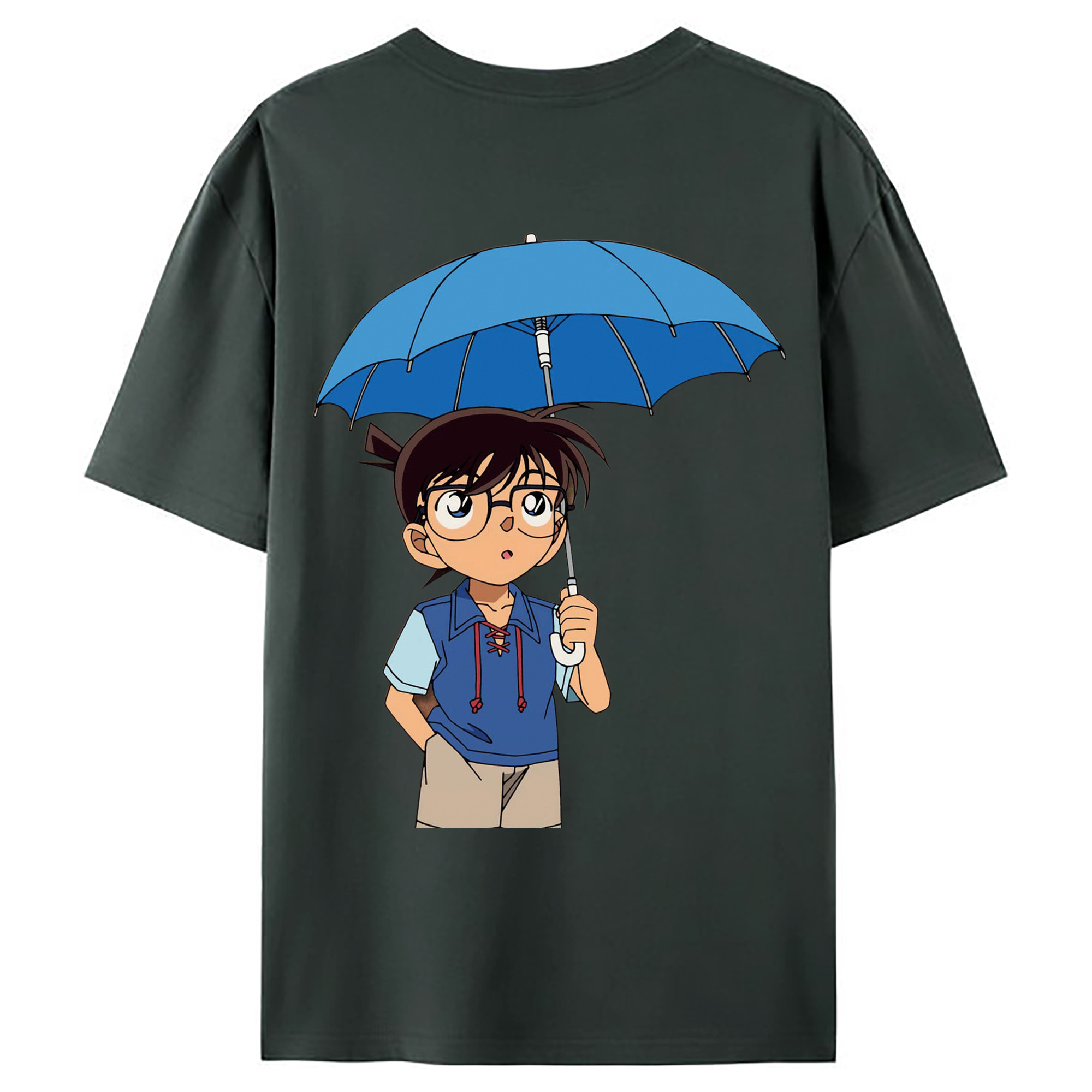 （画像用） 名探偵コナン 江戸川 コナン Detective Conan Conan Edogawa 綿100％ メンズ半袖Tシャツ（バックプリント） 通気性